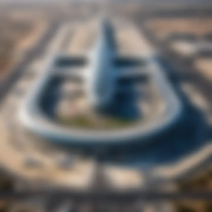 Aerial view of Dubai Airport showcasing terminal layout