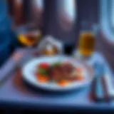 Gourmet meal served on Aeroflot flight