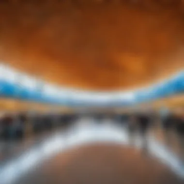 Interior of the airport with bustling travelers and facilities