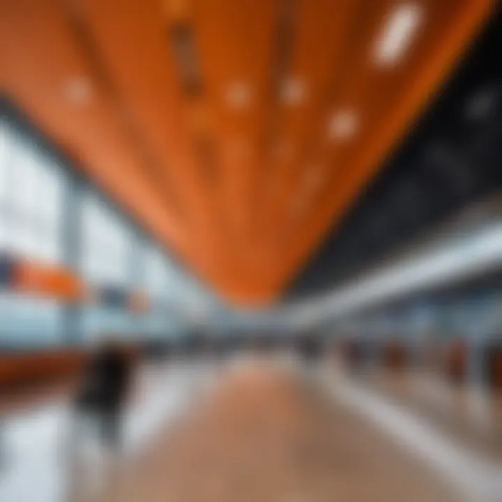 Interior view of a modern terminal at Sheremetyevo Airport featuring passenger amenities