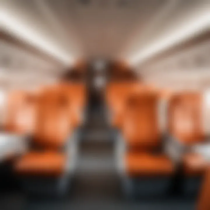 Interior of a modern aircraft showing comfortable seating