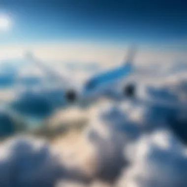 Airplane flying above clouds