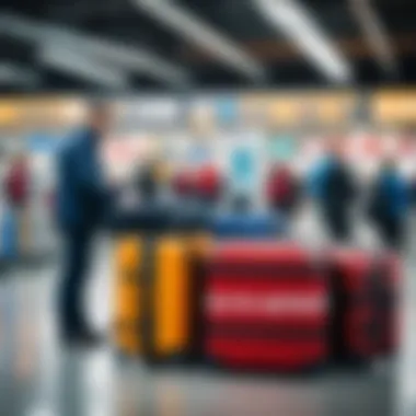 An airport scene highlighting carry-on baggage checks