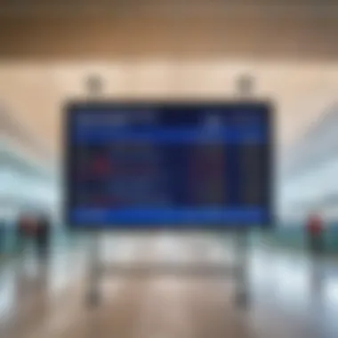 Airport digital display showcasing flight information