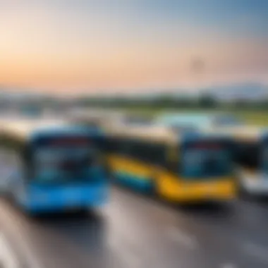 Transport Options at IST Airport Passengers utilizing efficient transport options at IST Airport, including buses and taxis