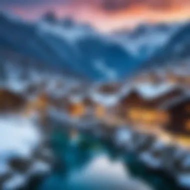 Charming village nestled in the Alps during winter