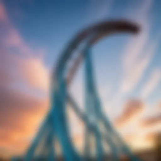 A breathtaking view of a roller coaster twisting through the sky