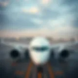 A panoramic view of a modern Arab airline aircraft at an airport