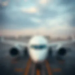 A panoramic view of a modern Arab airline aircraft at an airport