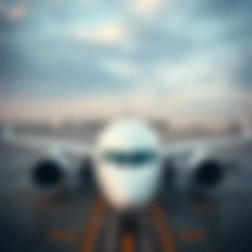 A panoramic view of a modern Arab airline aircraft at an airport