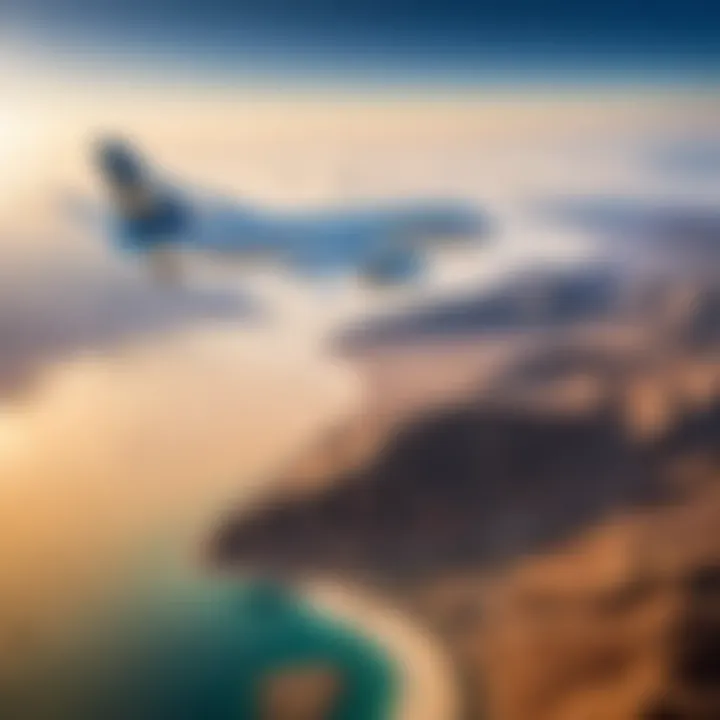 An airplane flying over the Arabian Peninsula