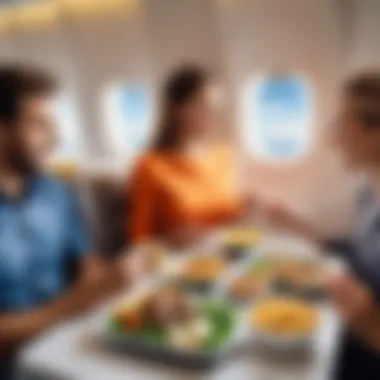 Passengers enjoying their meals on a flight