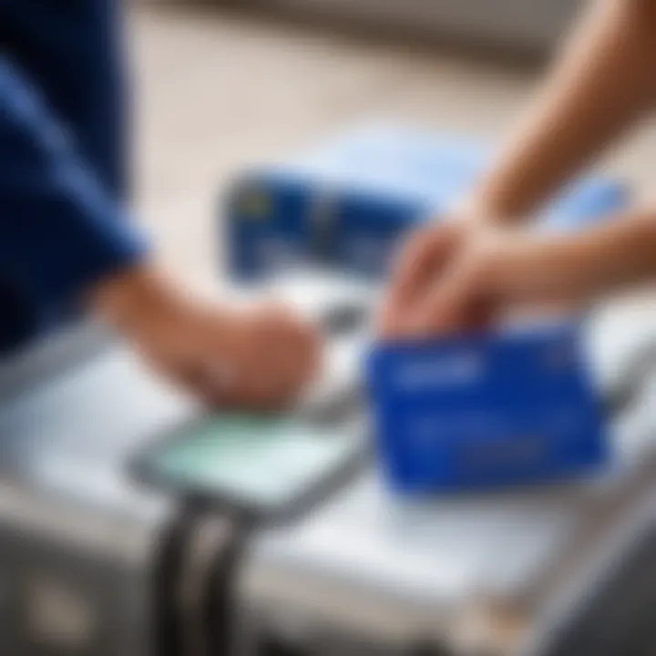 Luggage being tagged for an Azur Air flight