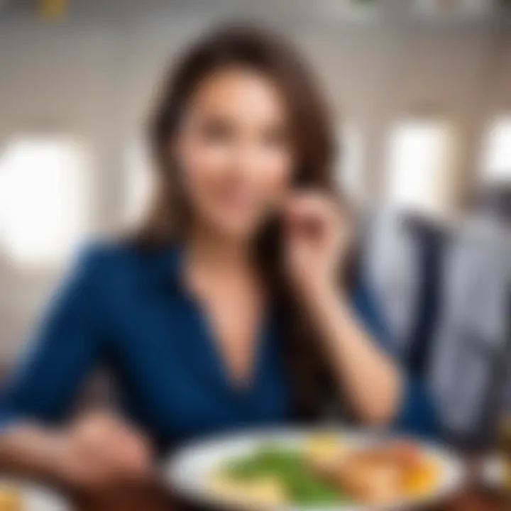 Passenger enjoying a meal on Azur Air flight