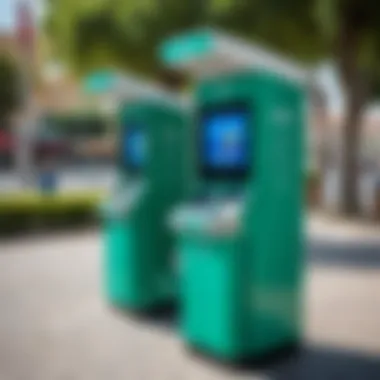 Passengers using self-service kiosks