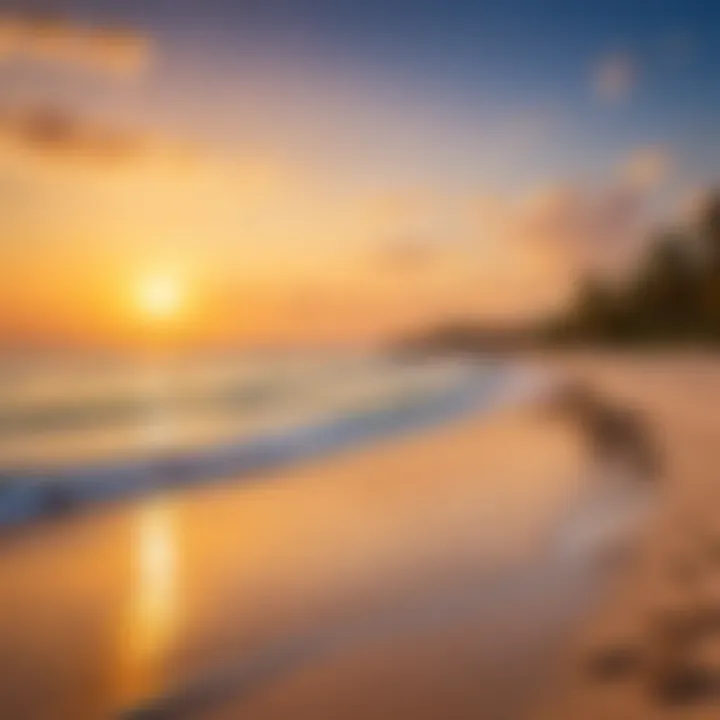 Relaxing beach scene with a sunset view, highlighting all-inclusive leisure