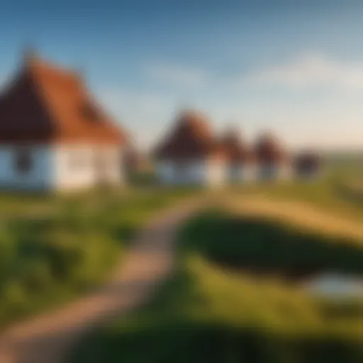 A panoramic view of Belarusian landscapes showcasing traditional architecture