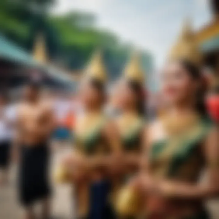 Tourists enjoying festivities in Thailand