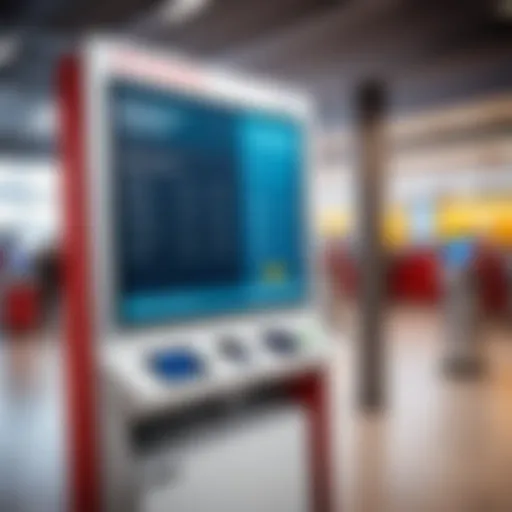 Modern airport check-in kiosk displaying boarding pass options