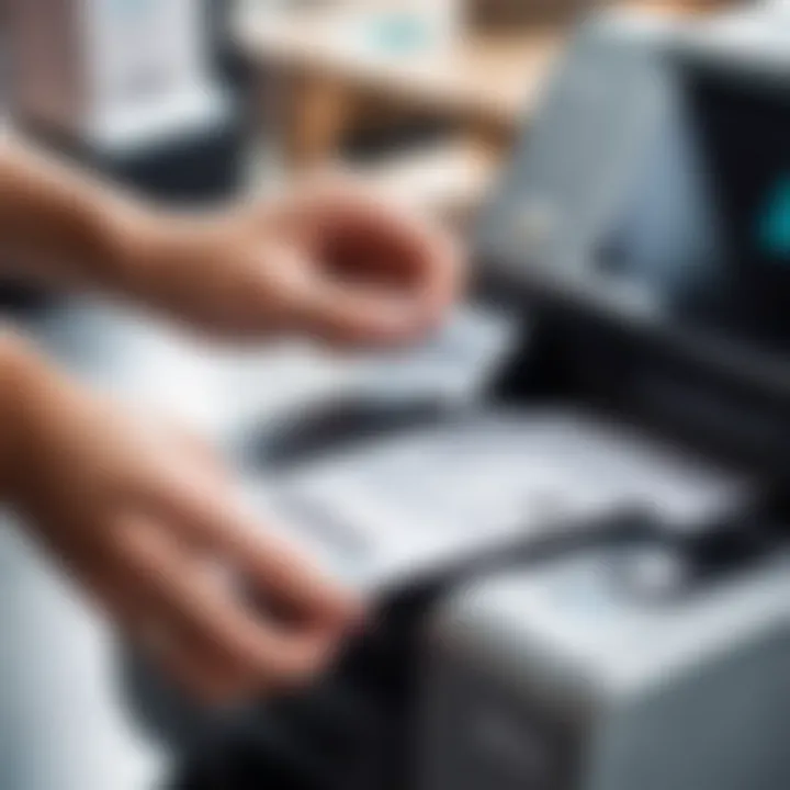 Printer preparing to print a boarding pass with a travel setting