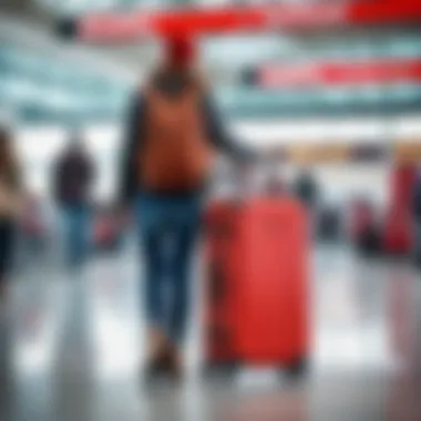 Traveler using Red Wings luggage at the airport