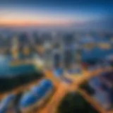 Aerial view of Singapore skyline showcasing iconic landmarks