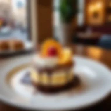 Delightful Endings: Signature Dessert at Cafe Ahmed A close-up of a signature dessert that highlights cultural influences