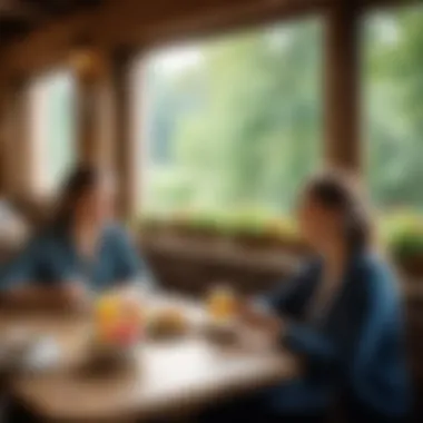 Serenity and Joy at Café Solnechnaya Dolina Guests enjoying their meals in a serene atmosphere