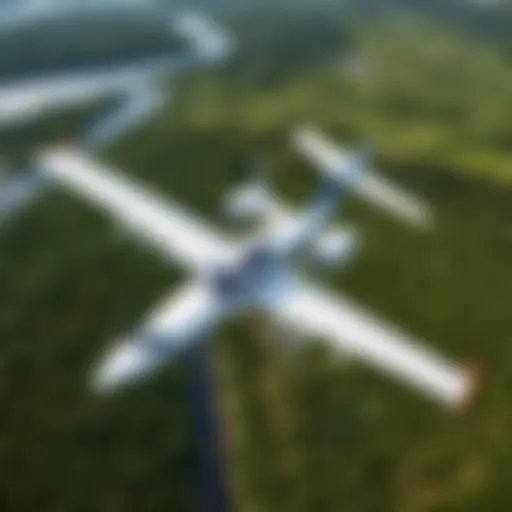 Aerial view of a charter flight with passengers on board