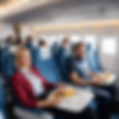 Passengers relaxing during a flight without meal service