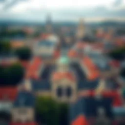 Aerial view of Lviv's historic architecture