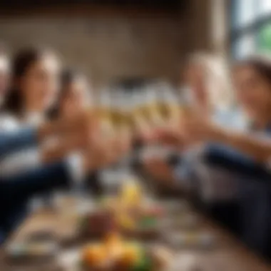 Colleagues sharing a toast at a celebration