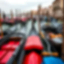 Traditional colors of Venetian gondolas reflecting the city's cultural heritage