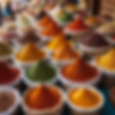 Colorful spices and local delicacies at a bustling Egyptian market