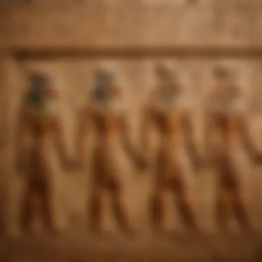 Ancient hieroglyphics etched into a temple wall