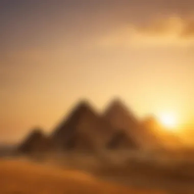 The Majestic Pyramids of Giza Stunning view of the Pyramids of Giza at sunset