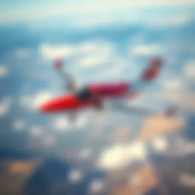 Corendon in the Skies Aerial view of a Corendon aircraft flying over a beautiful landscape