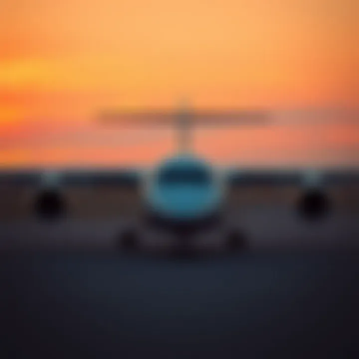 Corendon aircraft on the runway with a vibrant sunset in the background