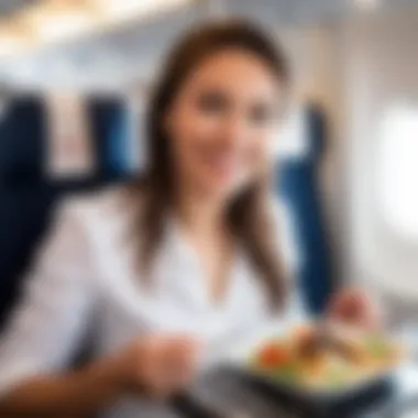 Passenger enjoying in-flight meal