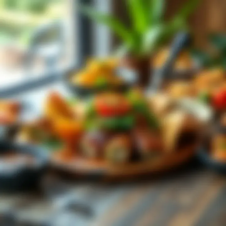 Diverse Culinary Options for Team Celebration A diverse menu showcasing various culinary delights