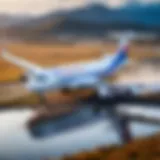 Corporate website interface of Ural Airlines showcasing features