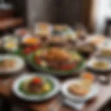 A beautifully arranged table set for a special meal, showcasing regional culinary traditions.