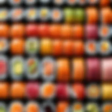 Diverse Selection of Colorful Sushi Rolls Assortment of sushi rolls with vibrant colors