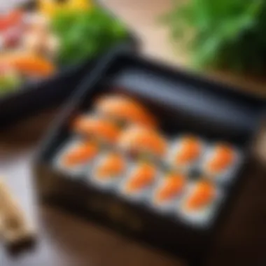 Tempting Sushi Rolls in an Elegant Box Delicious sushi rolls in a sushi box