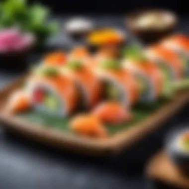 Sushi Rolls Accompanied by Fresh Ingredients Sushi rolls paired with fresh ingredients