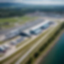 Scenic view of Mineral Waters Airport from above