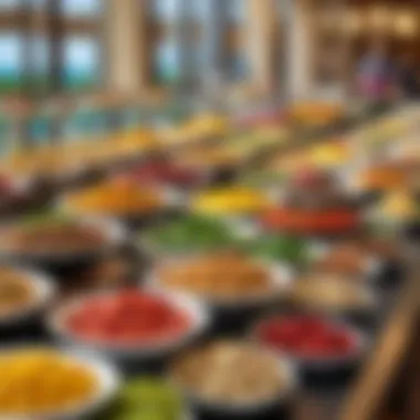 A vibrant buffet spread representing diverse culinary options in all-inclusive