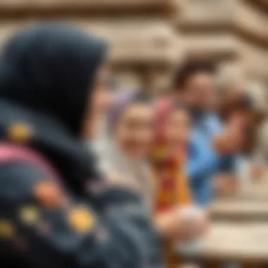 Diverse individuals enjoying a cultural excursion