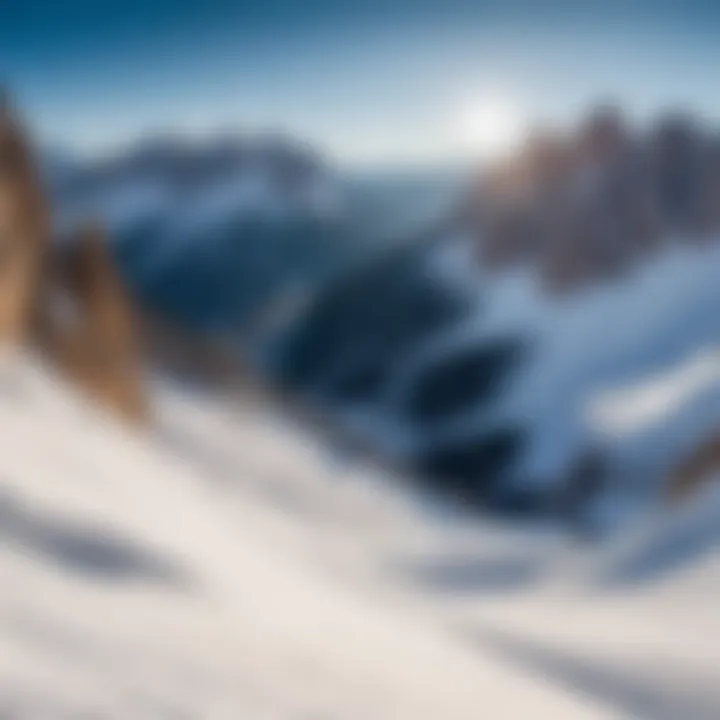 Panoramic view of ski slopes in the Dolomites