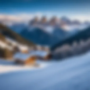 Snowy Landscape of Dolomites Stunning view of the Dolomites covered in snow